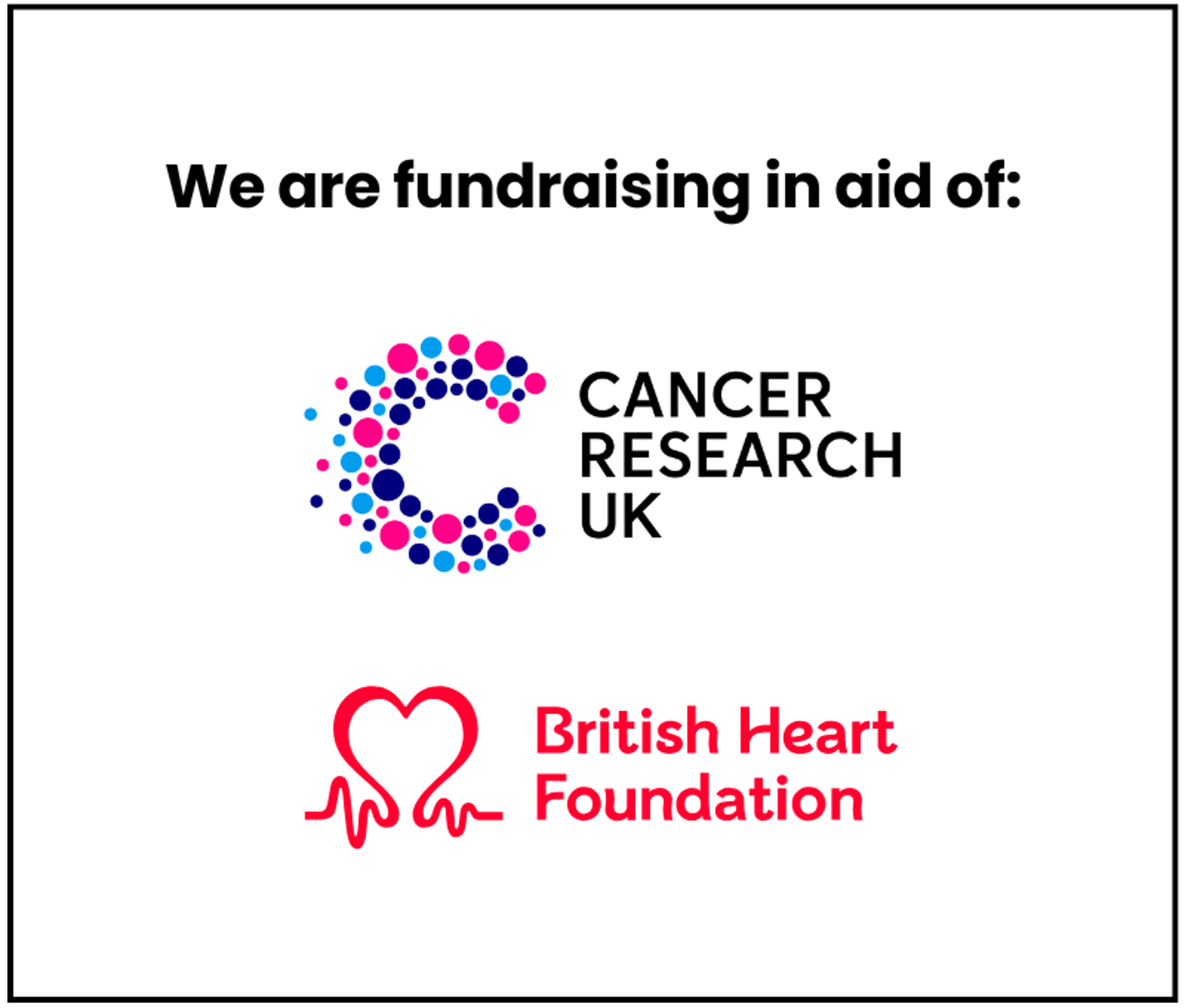 A picture of two logos for Cancer Research UK and British Heart Foundation